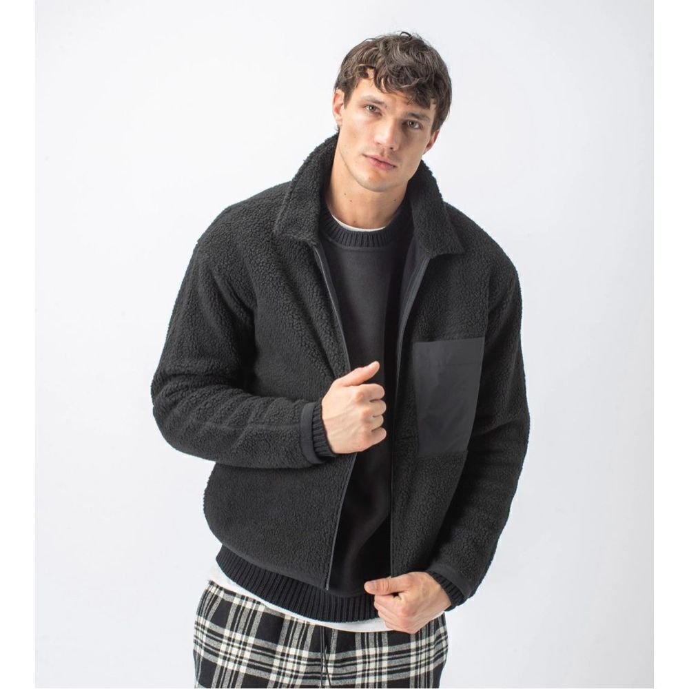 INC International Concepts Sherpa Jacket Mens Size Large L Black Full Zip Fleece - Picture 1 of 12